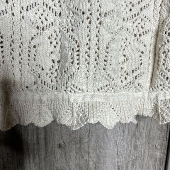 Lucky Brand Crochet Top Ivory Off The Shoulders Hippie Festival Size S - Picture 6 of 8